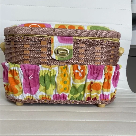 Colorful Woven Sewing Basket - Picture 4 of 10